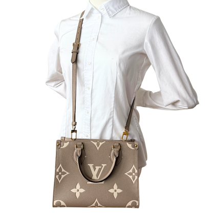 Louis Vuitton OnTheGo PM Monogram Empreinte Tourterelle / Creme / sehr gut Louis Vuitton