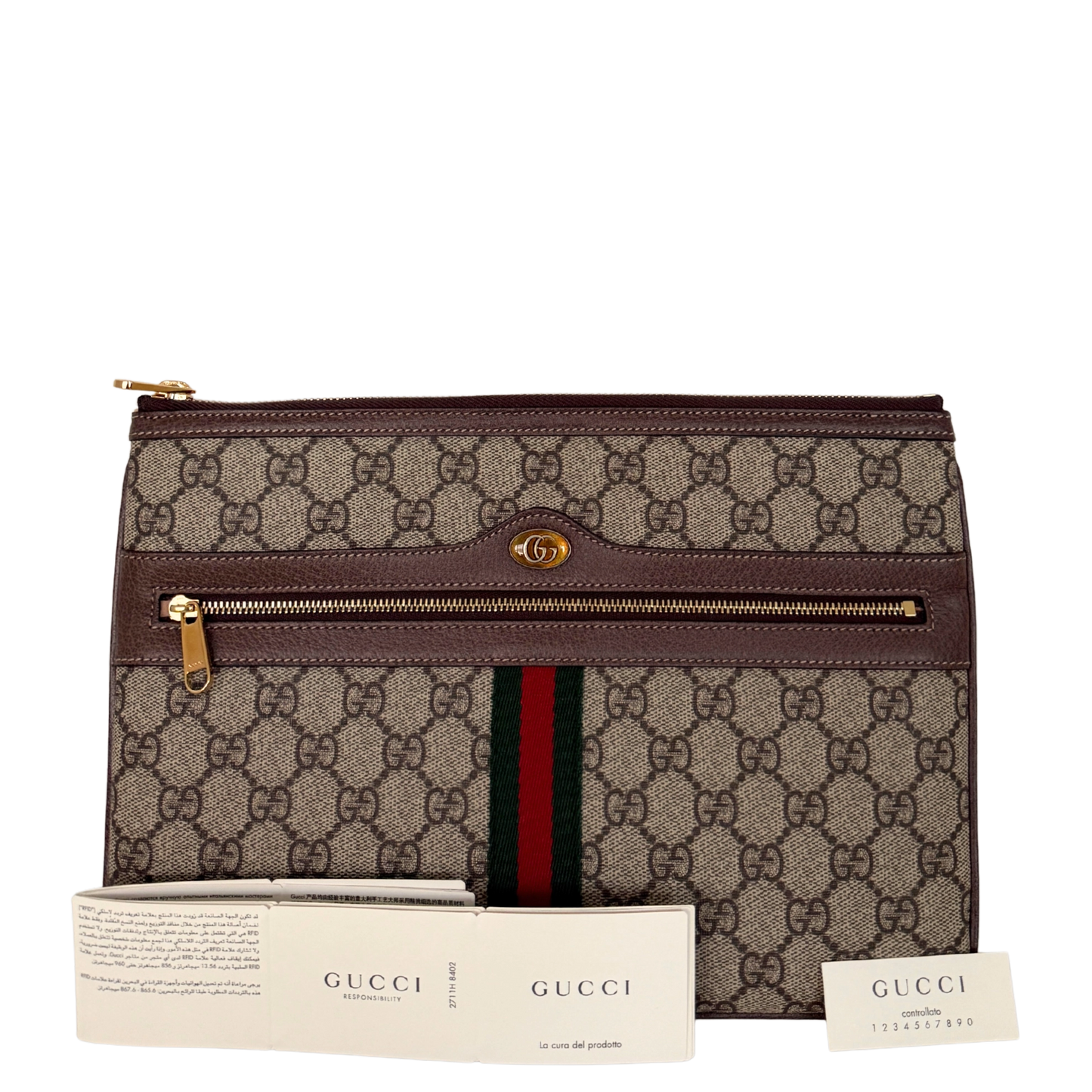 Gucci Ophidia Pouch aus GG Supreme-Canvas Braun / neuwertig Gucci