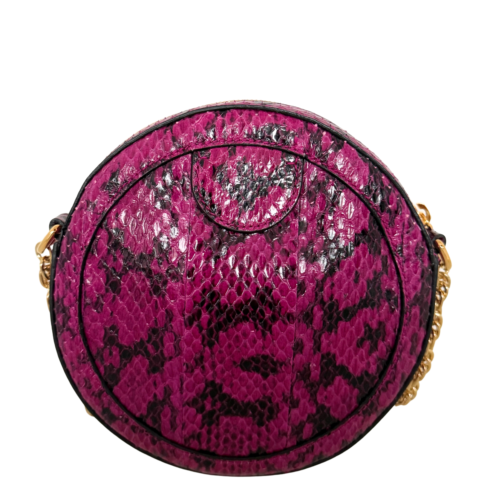 Gucci Ophidia Mini Round Schultertasche aus Wasserschlangenleder Anemone / sehr gut Gucci
