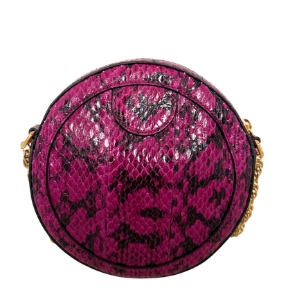 Gucci Ophidia Mini Round Schultertasche aus Wasserschlangenleder Anemone / sehr gut Gucci