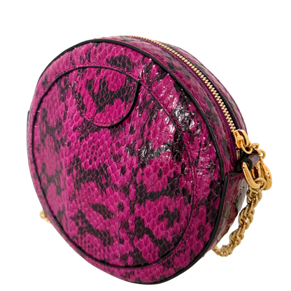 Gucci Ophidia Mini Round Schultertasche aus Wasserschlangenleder Anemone / sehr gut Gucci