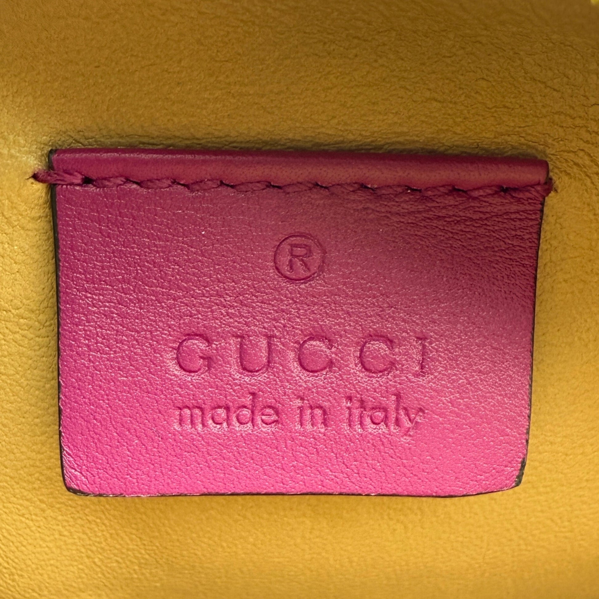 Gucci Ophidia Mini Round Schultertasche aus Wasserschlangenleder Anemone / sehr gut Gucci