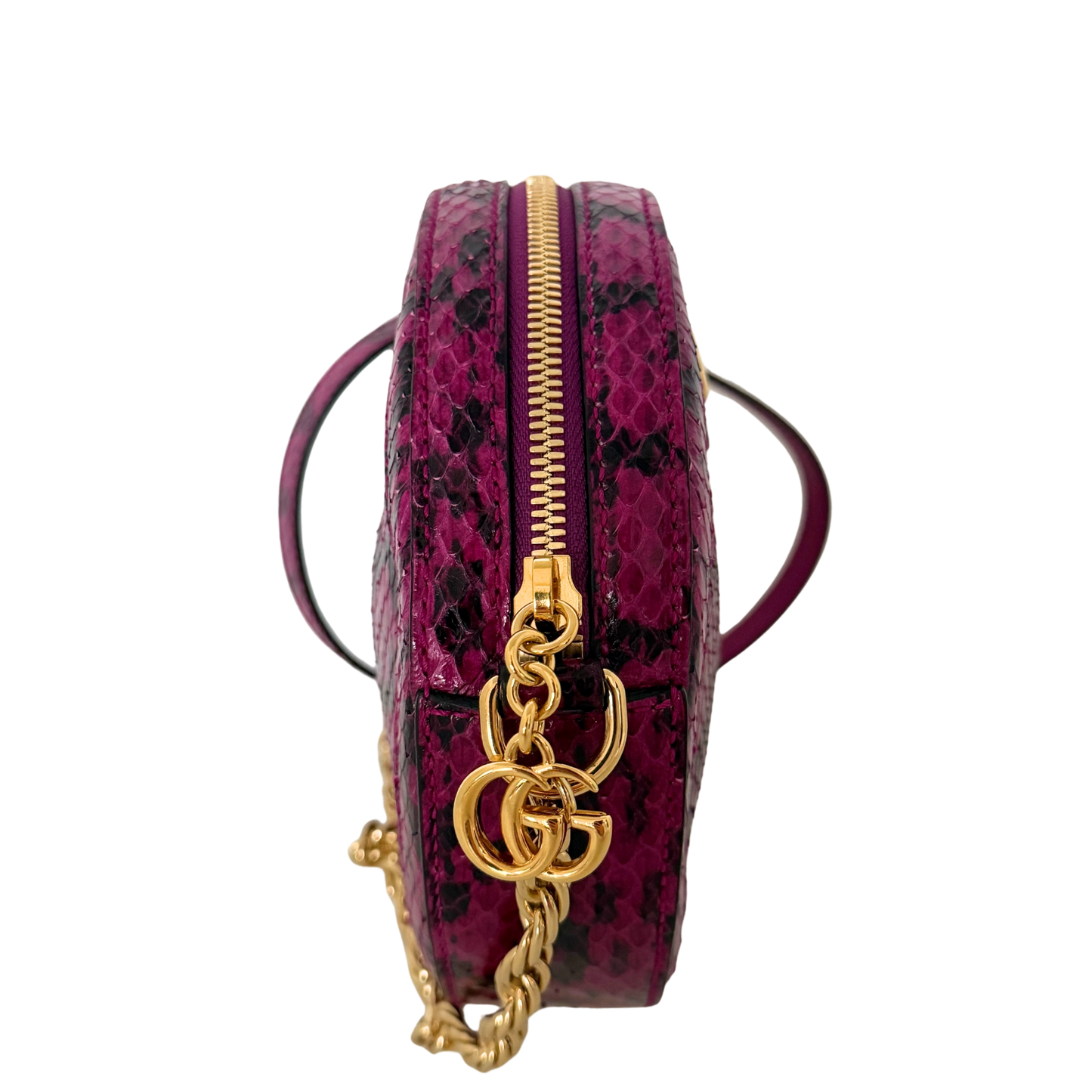 Gucci Ophidia Mini Round Schultertasche aus Wasserschlangenleder Anemone / sehr gut Gucci