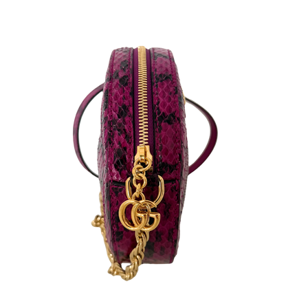 Gucci Ophidia Mini Round Schultertasche aus Wasserschlangenleder Anemone / sehr gut Gucci