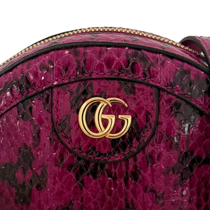 Gucci Ophidia Mini Round Schultertasche aus Wasserschlangenleder Anemone / sehr gut Gucci
