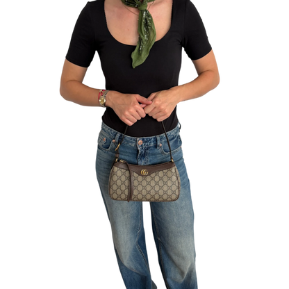 Gucci Ophidia Handtasche Small GG Supreme Beige/Ebenholz Gucci