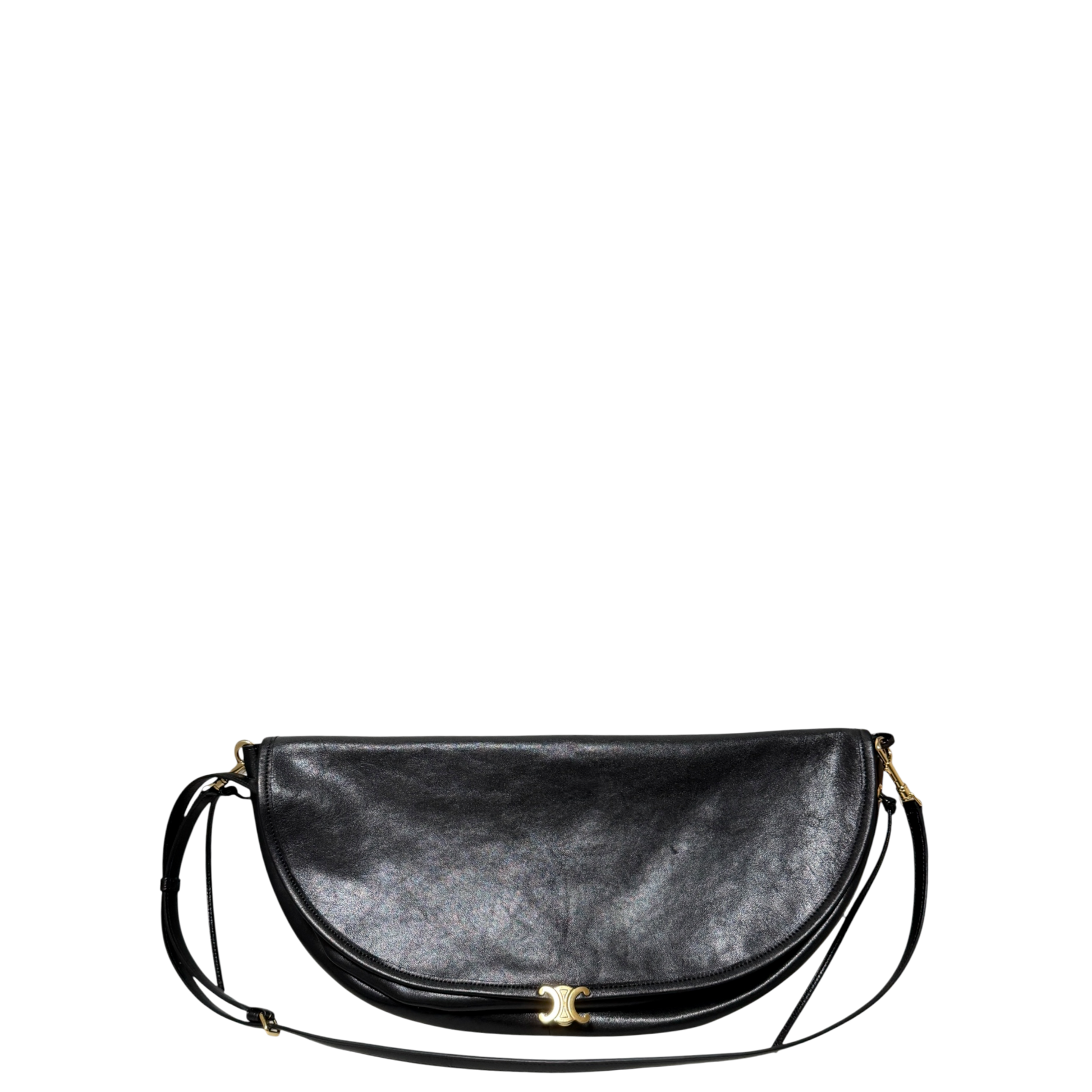 CELINE Halfmoon weiche Triomphe groß Leder schwarz Fullset / sehr gut CELINE
