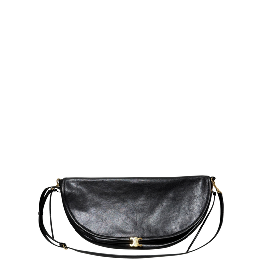 CELINE Halfmoon weiche Triomphe groß Leder schwarz Fullset / sehr gut CELINE