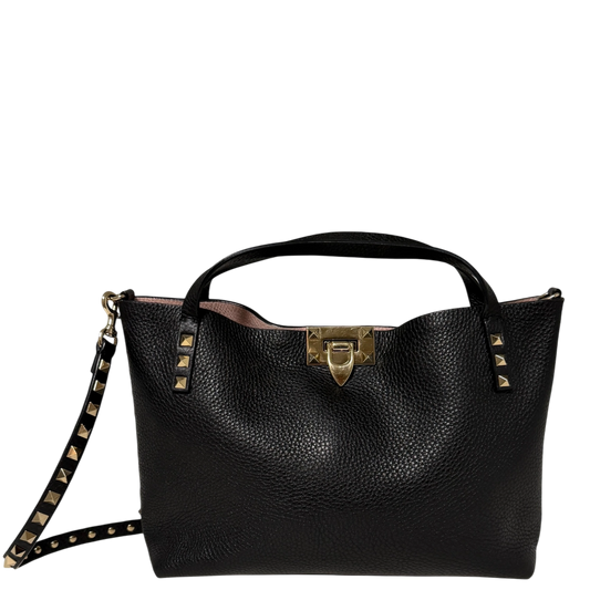 Valentino Garavani Rockstud mit Pochette Handtasche Schwarz / sehr gut Valentino