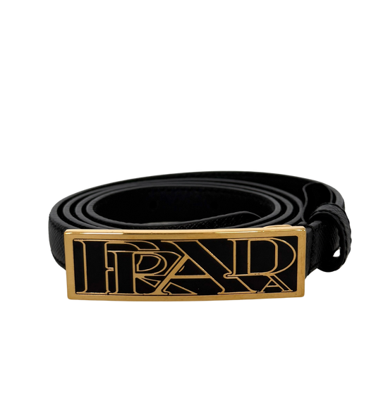Prada Gürtel Schwarz mit goldener Prada Schnalle / sehr gut Prada