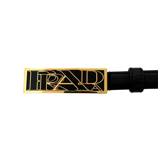 Prada Gürtel Schwarz mit goldener Prada Schnalle / sehr gut Prada