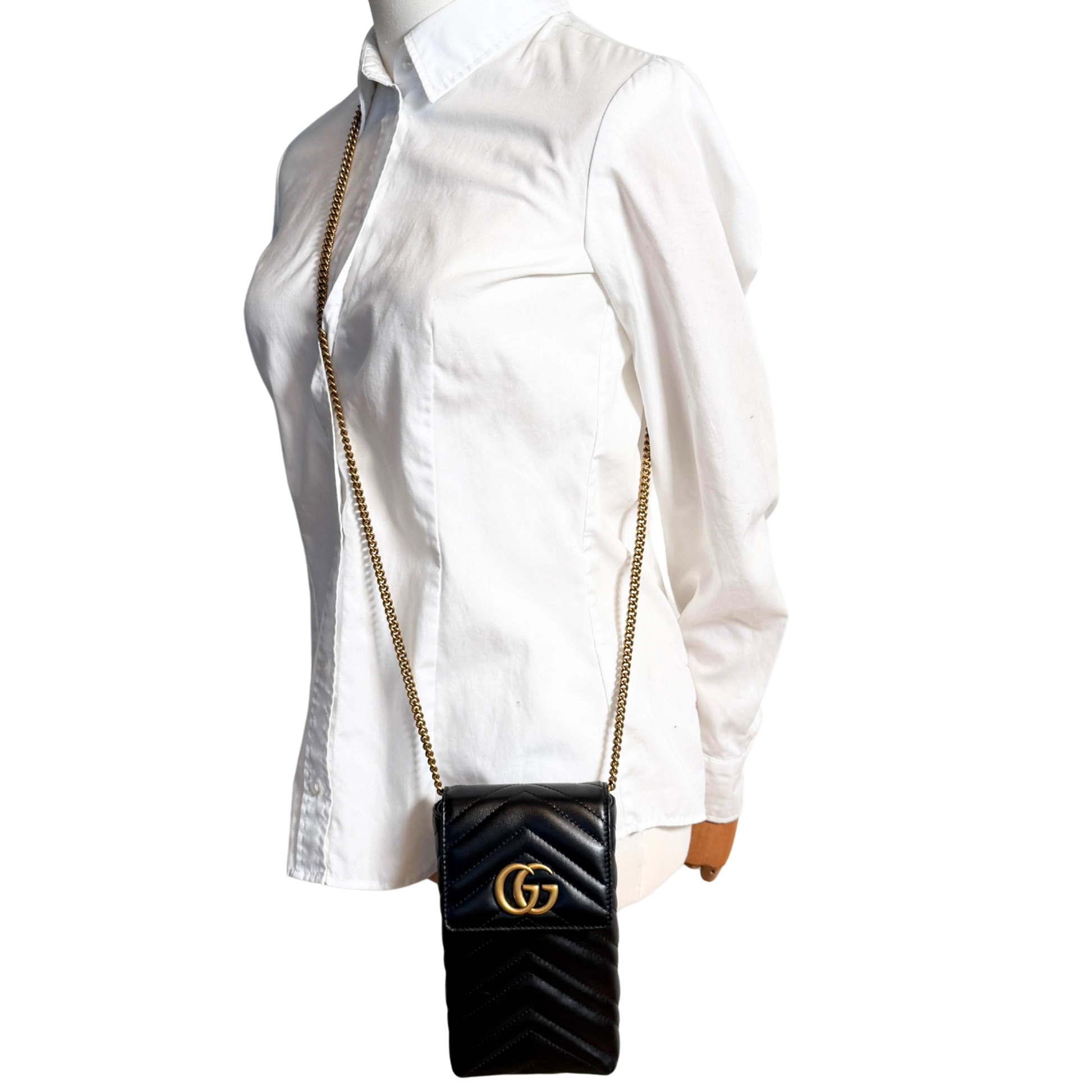 Gucci GG Marmont Phone Crossbody Bag Schwarz / neuwertig Gucci