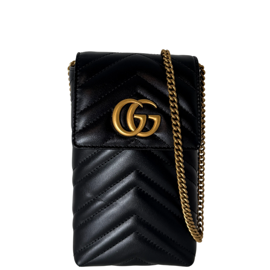 Gucci GG Marmont Phone Crossbody Bag Schwarz / neuwertig Gucci