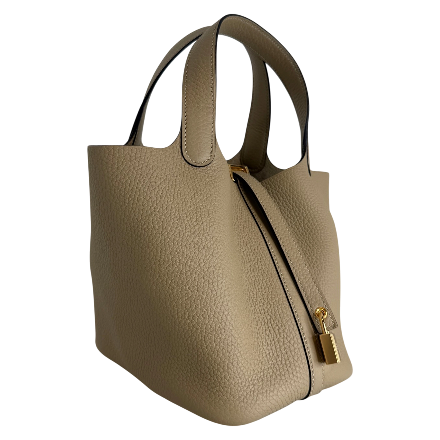 Hermès Picotin 18 Taurillon Clémence beige S2 Trench goldene Hardware 2025 Fullset / neuwertig Hermès