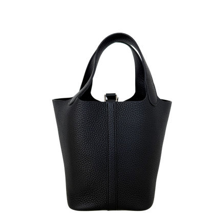 Hermès Picotin 18 Taurillon Clémence schwarz silber Hardware 2025 Fullset / neuwertig Hermès