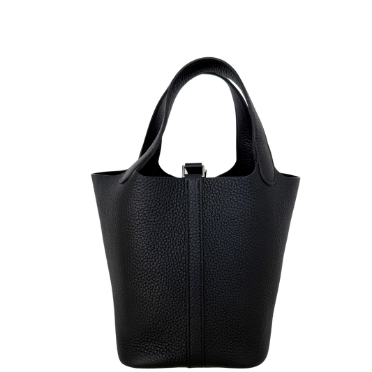 Hermès Picotin 18 Taurillon Clémence schwarz silber Hardware 2025 Fullset / neuwertig Hermès