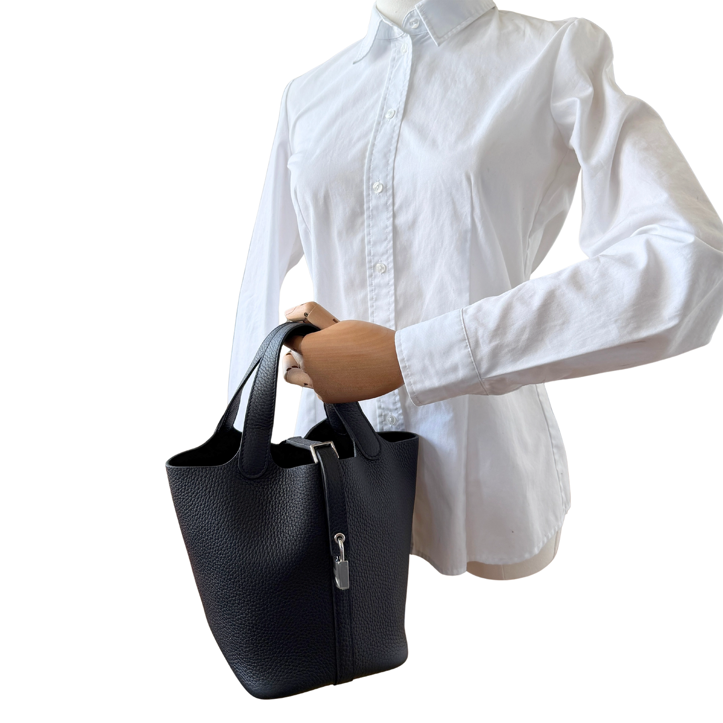 Hermès Picotin 18 Taurillon Clémence schwarz silber Hardware 2025 Fullset / neuwertig Hermès
