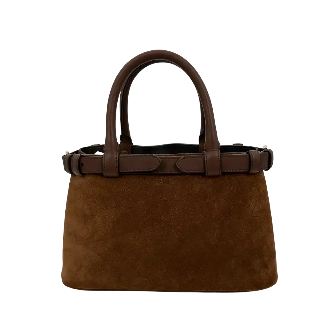Prada Buckle Tote Bag Veloursleder braun / ungetragen Prada