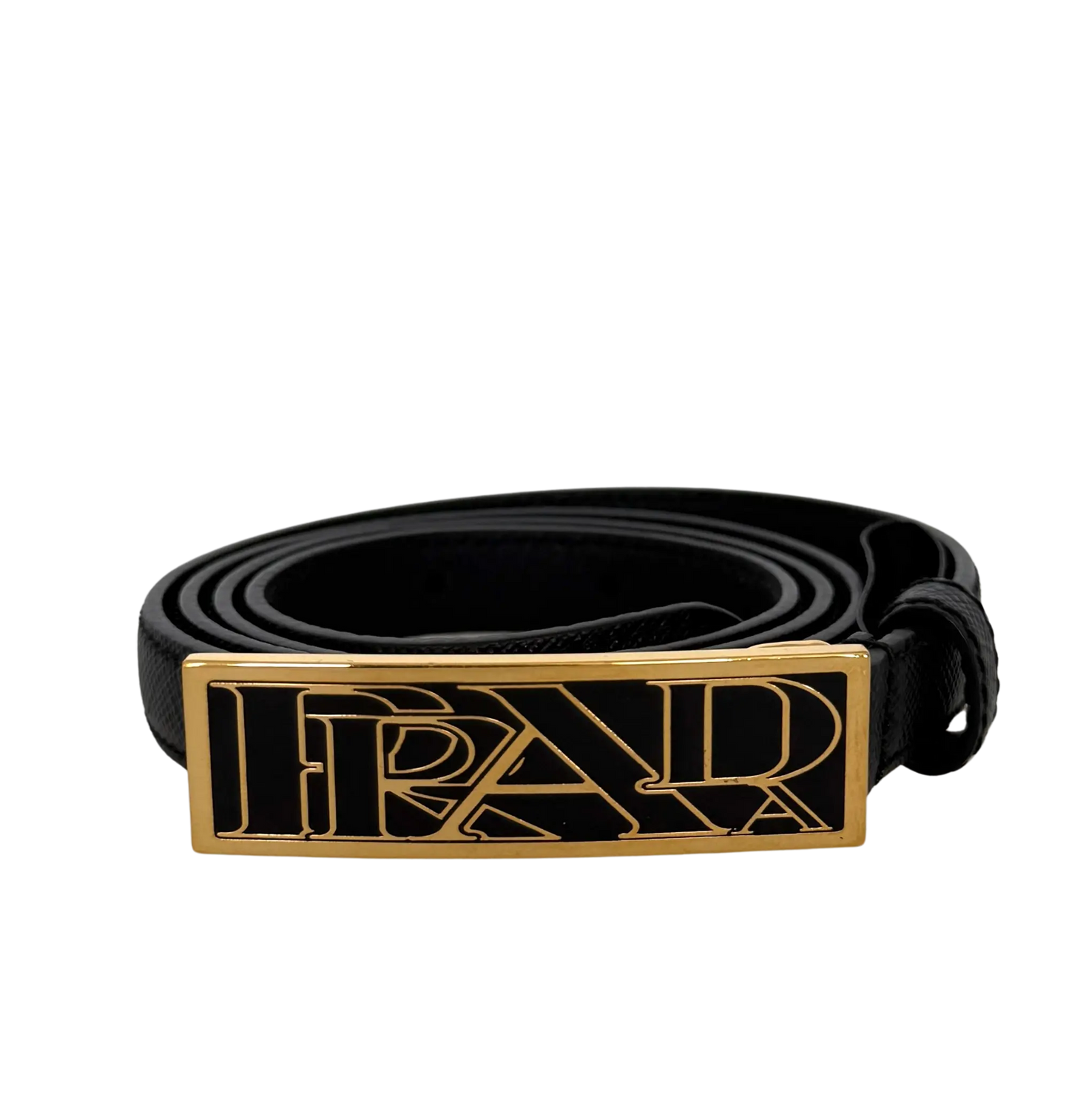 Prada Gürtel Schwarz mit goldener Prada Schnalle 80cm / sehr gut Prada