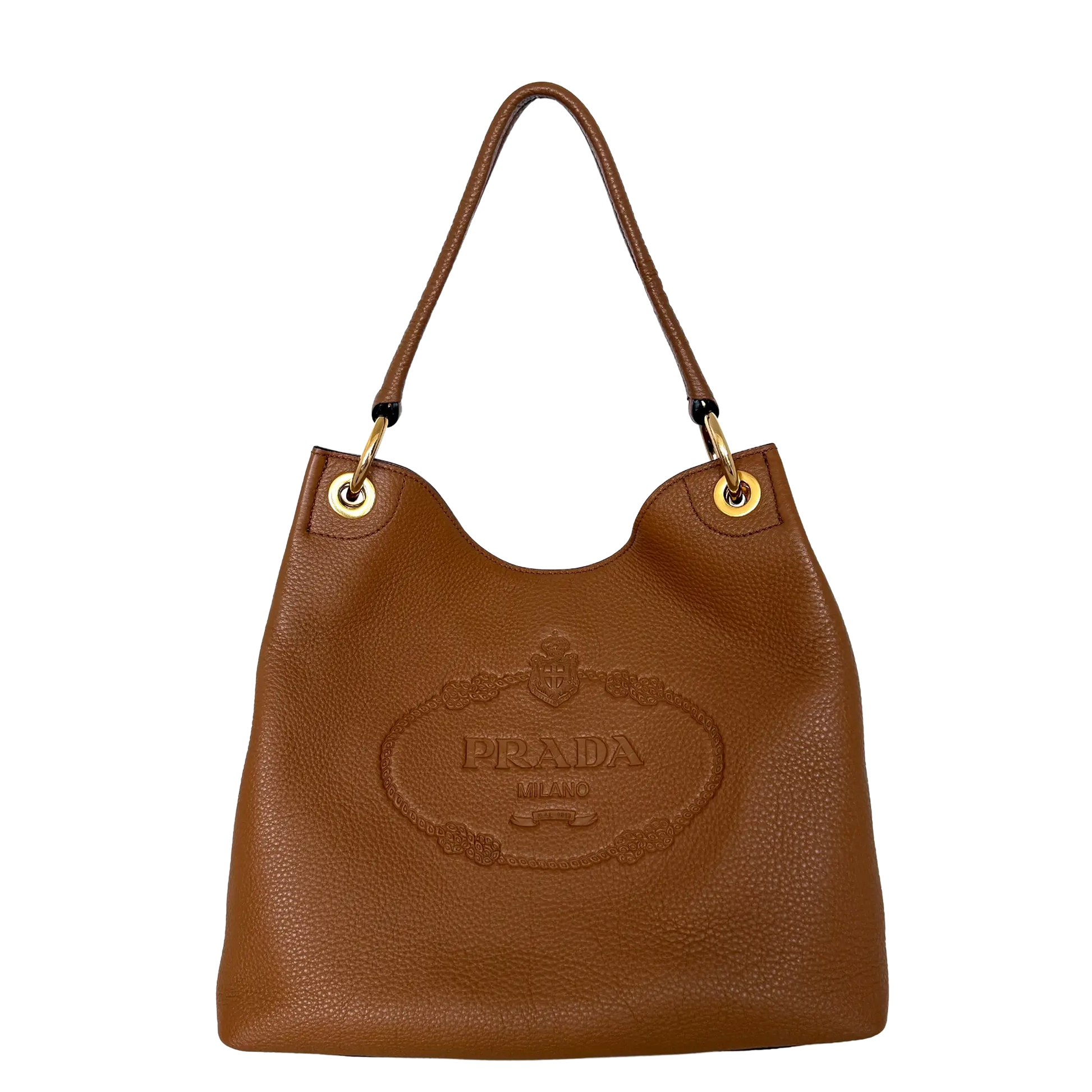 Prada Hobo Schultertasche 1BC051 Leder Braun/ neuwertig Prada