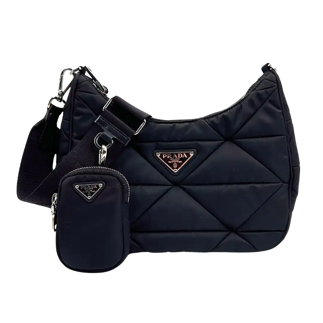 Prada Hobo Tasche Re-Nylon Padded Schultertasche schwarz / neuwertig Prada
