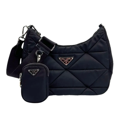 Prada Hobo Tasche Re-Nylon Padded Schultertasche schwarz / neuwertig Prada