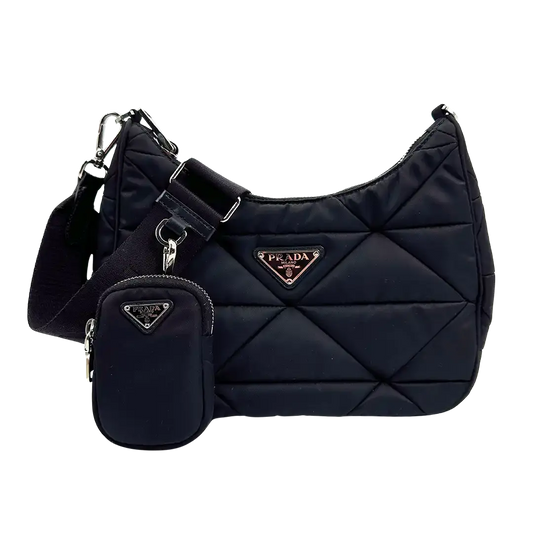 Prada Hobo Tasche Re-Nylon Padded Schultertasche schwarz / neuwertig Prada