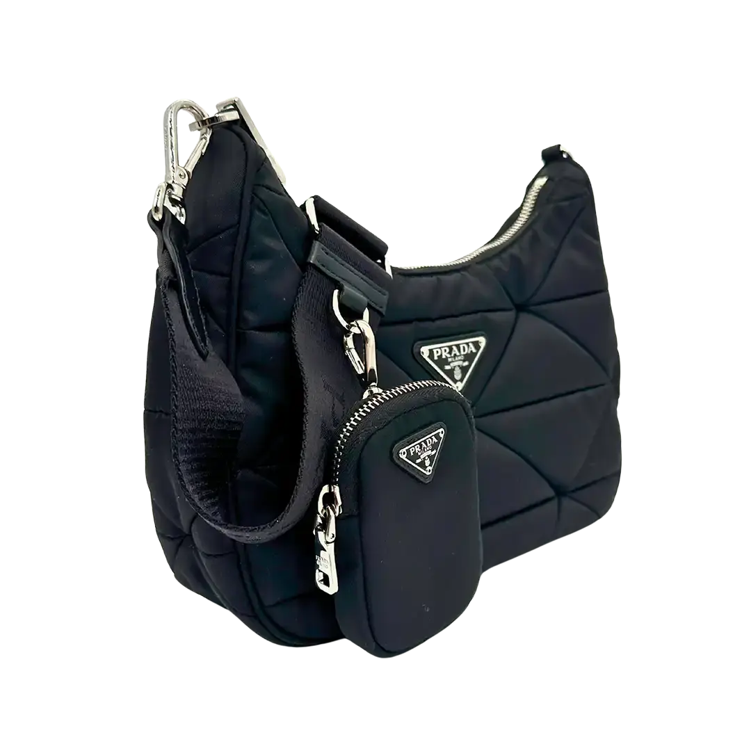 Prada Hobo Tasche Re-Nylon Padded Schultertasche schwarz / neuwertig Prada