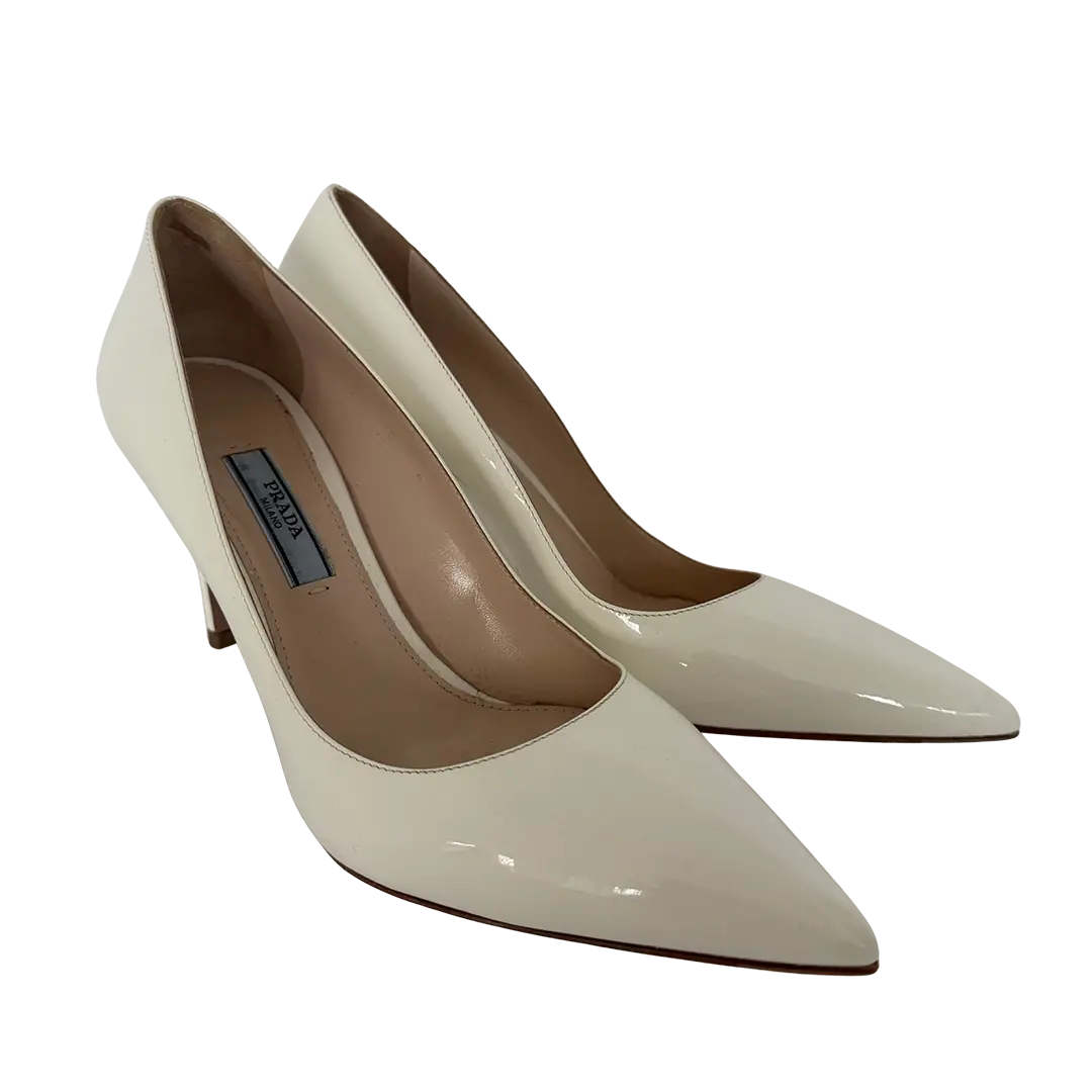 Prada Pumps aus Lackleder weiß Größe 36 1/2 /neuwertig Prada