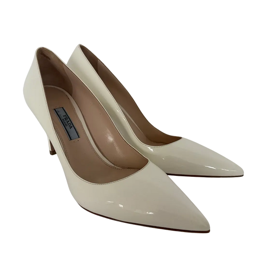 Prada Pumps aus Lackleder weiß Größe 36 1/2 /neuwertig Prada