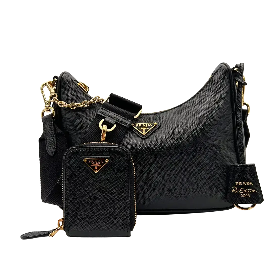 Prada Re-Edition 2005 Handtasche Saffiano Leder / schwarz Echtheitscheck