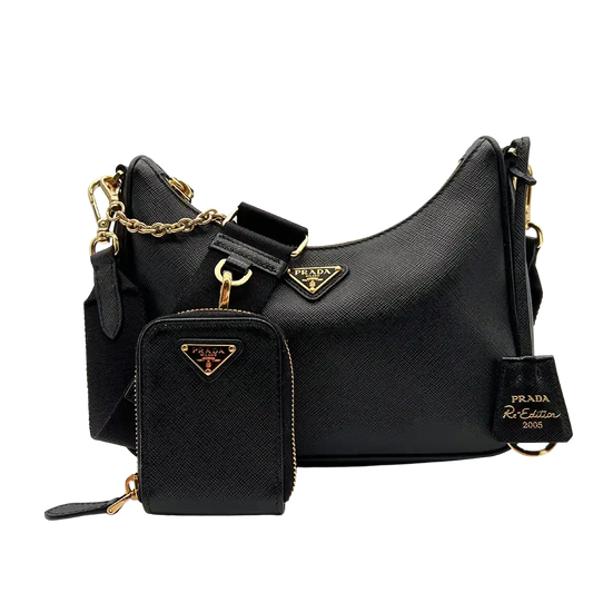 Prada Re-Edition 2005 Handtasche Saffiano Leder / schwarz Echtheitscheck