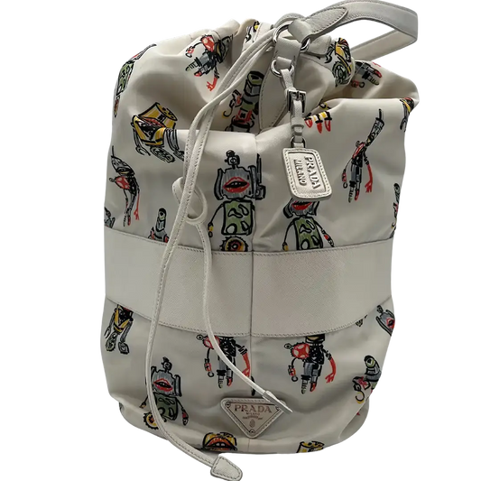 Prada Roboter Bag Nylon weiß selten / gut Prada