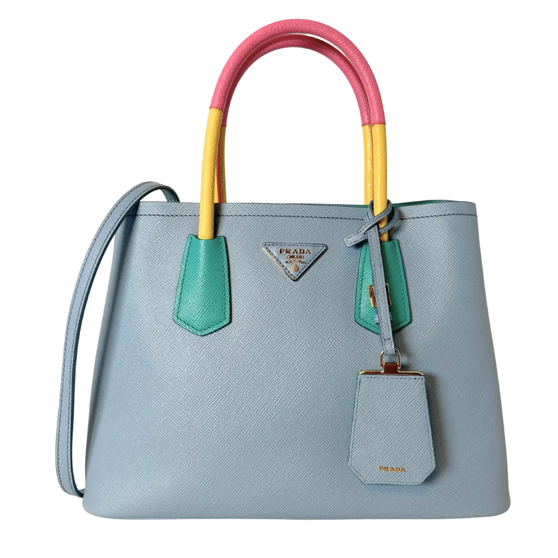Prada Saffiano Cuir kleine Double Bag Astrale Giada Multicolor / neuwertig Prada
