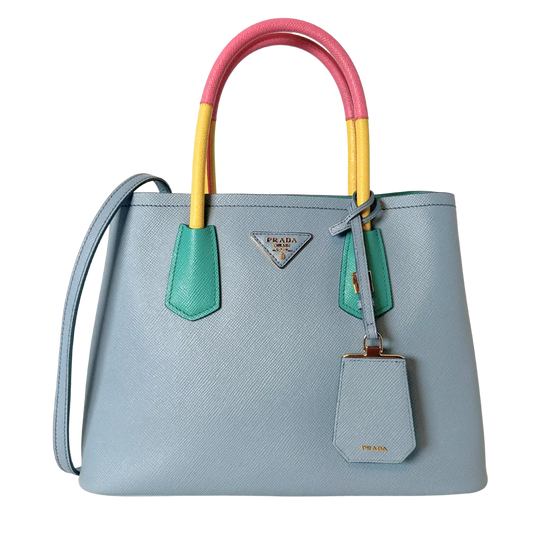 Prada Saffiano Cuir kleine Double Bag Astrale Giada Multicolor / neuwertig Prada