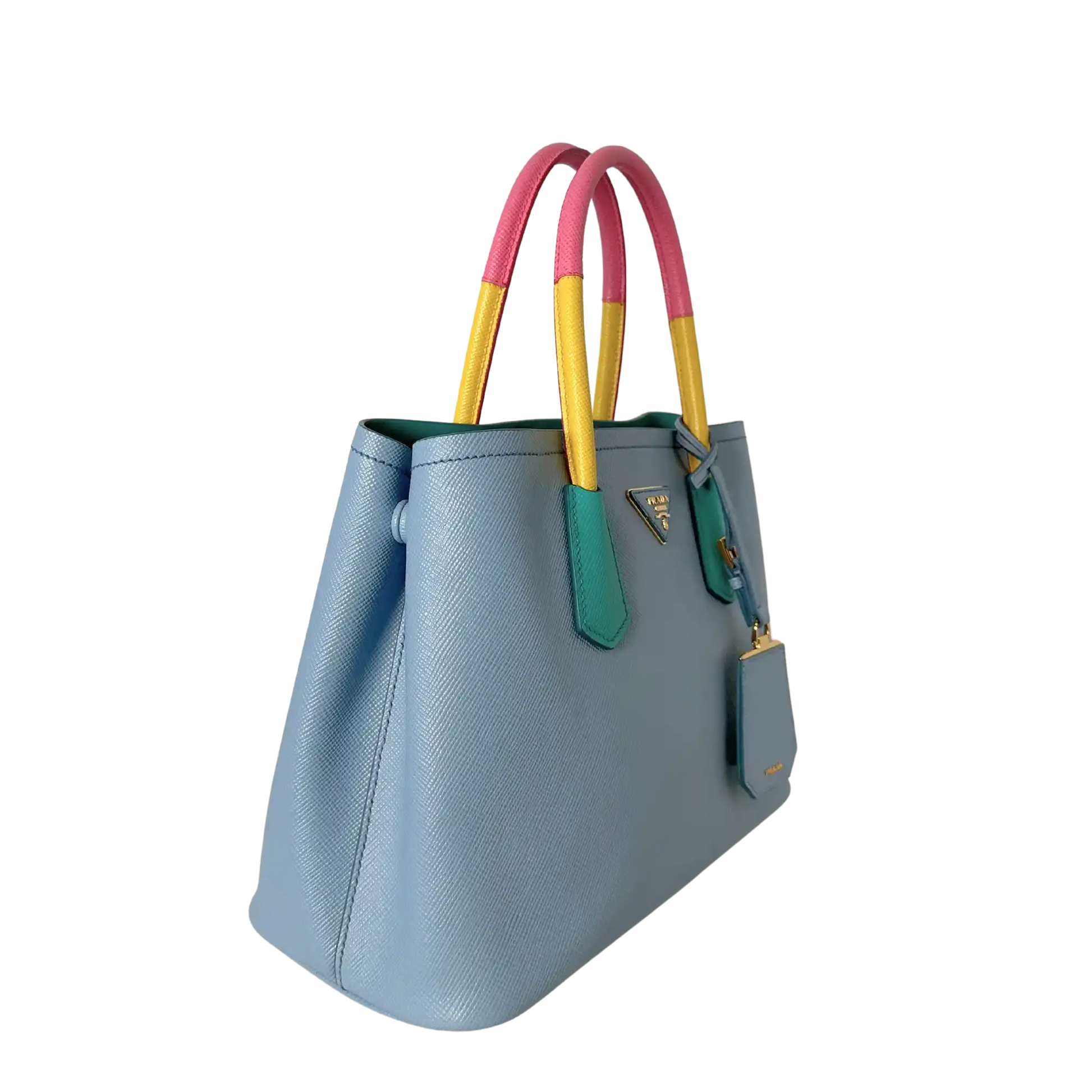 Prada Saffiano Cuir kleine Double Bag Astrale Giada Multicolor / neuwertig Prada