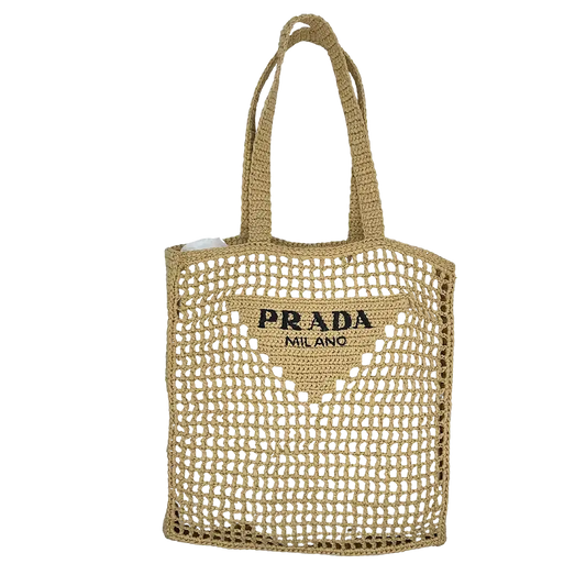 Prada Shopping Bag Crochet Raffiabast Tasche / neuwertig Prada