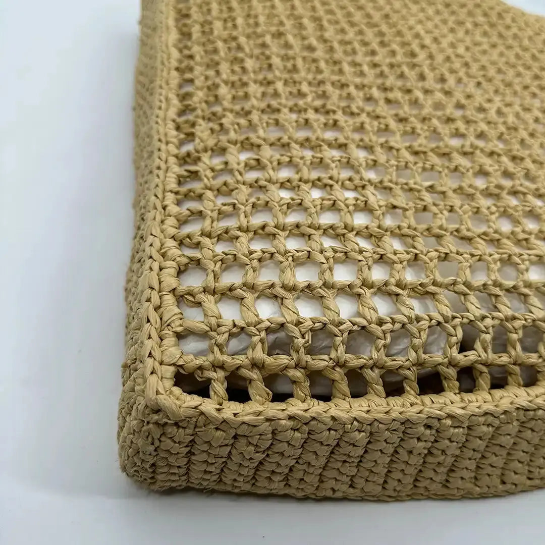 Prada Shopping Bag Crochet Raffiabast Tasche / neuwertig Prada
