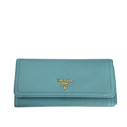 Prada Vitello Daino Geldbörse Anice (türkis) 1M1132 / sehr gut Chanel