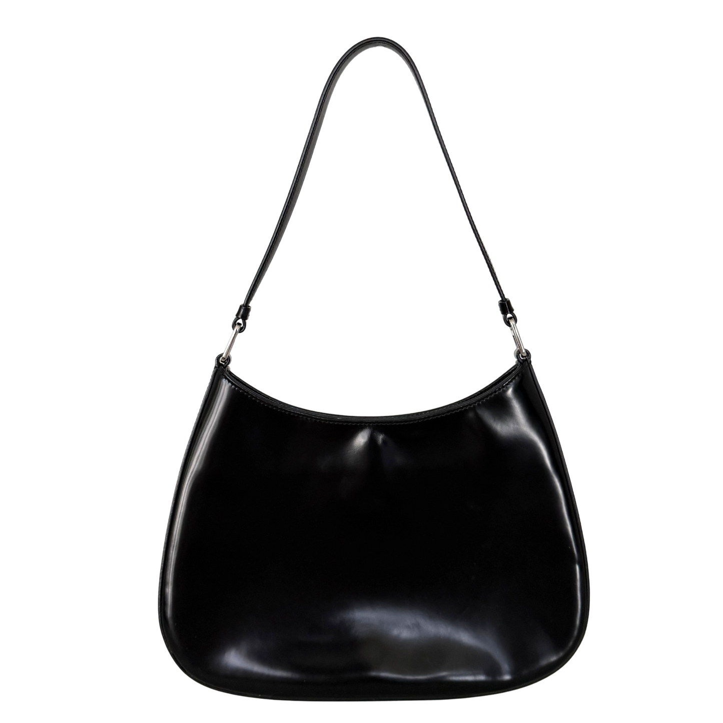Prada Cleo Schultertasche gebürstetes Leder Schwarz / neuwertig Prada