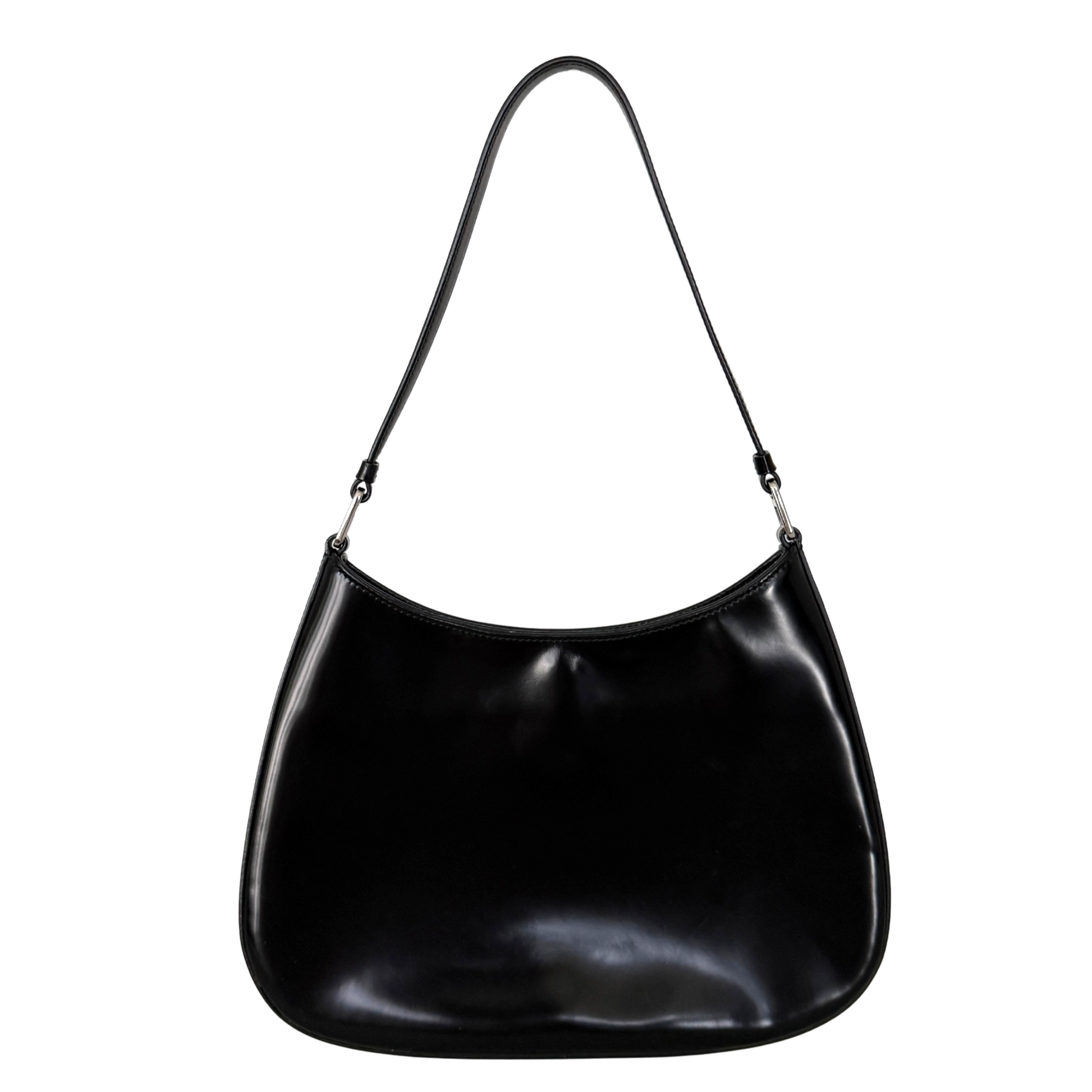 Prada Cleo Schultertasche gebürstetes Leder Schwarz / neuwertig Prada