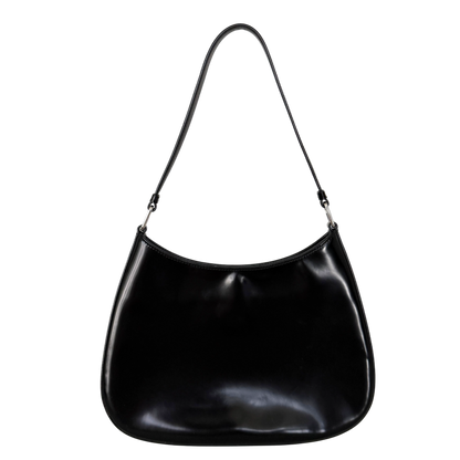Prada Cleo Schultertasche gebürstetes Leder Schwarz / neuwertig Prada