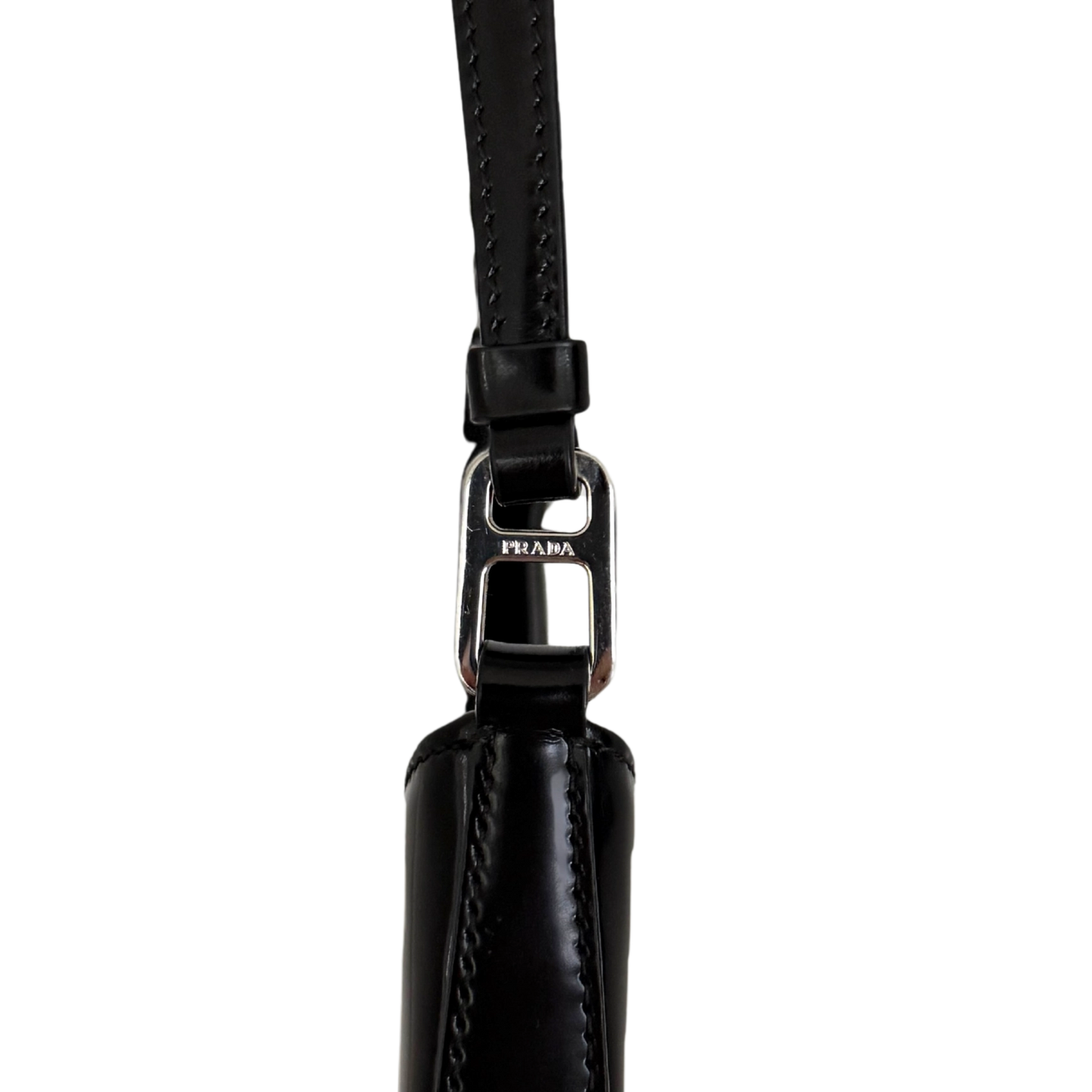 Prada Cleo Schultertasche gebürstetes Leder Schwarz / neuwertig Prada