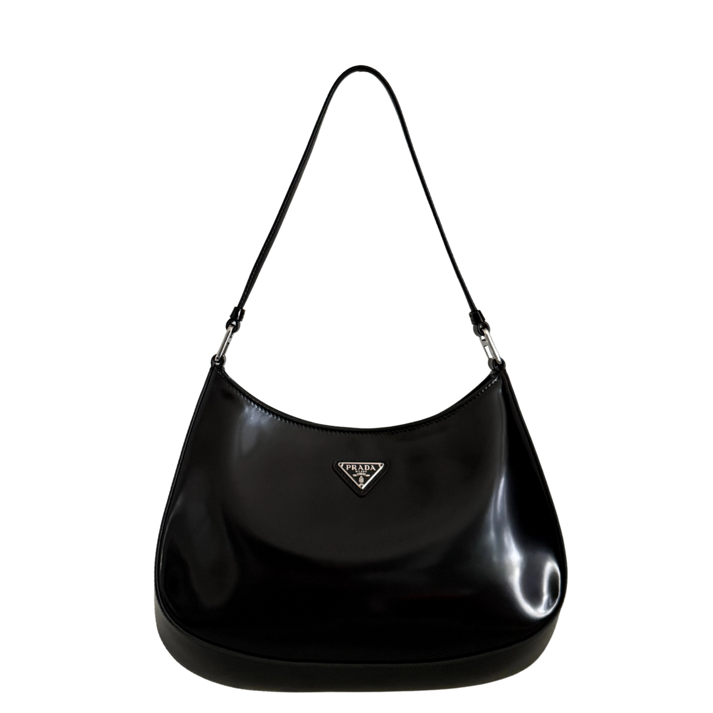 Prada Cleo Schultertasche gebürstetes Leder Schwarz / neuwertig Prada
