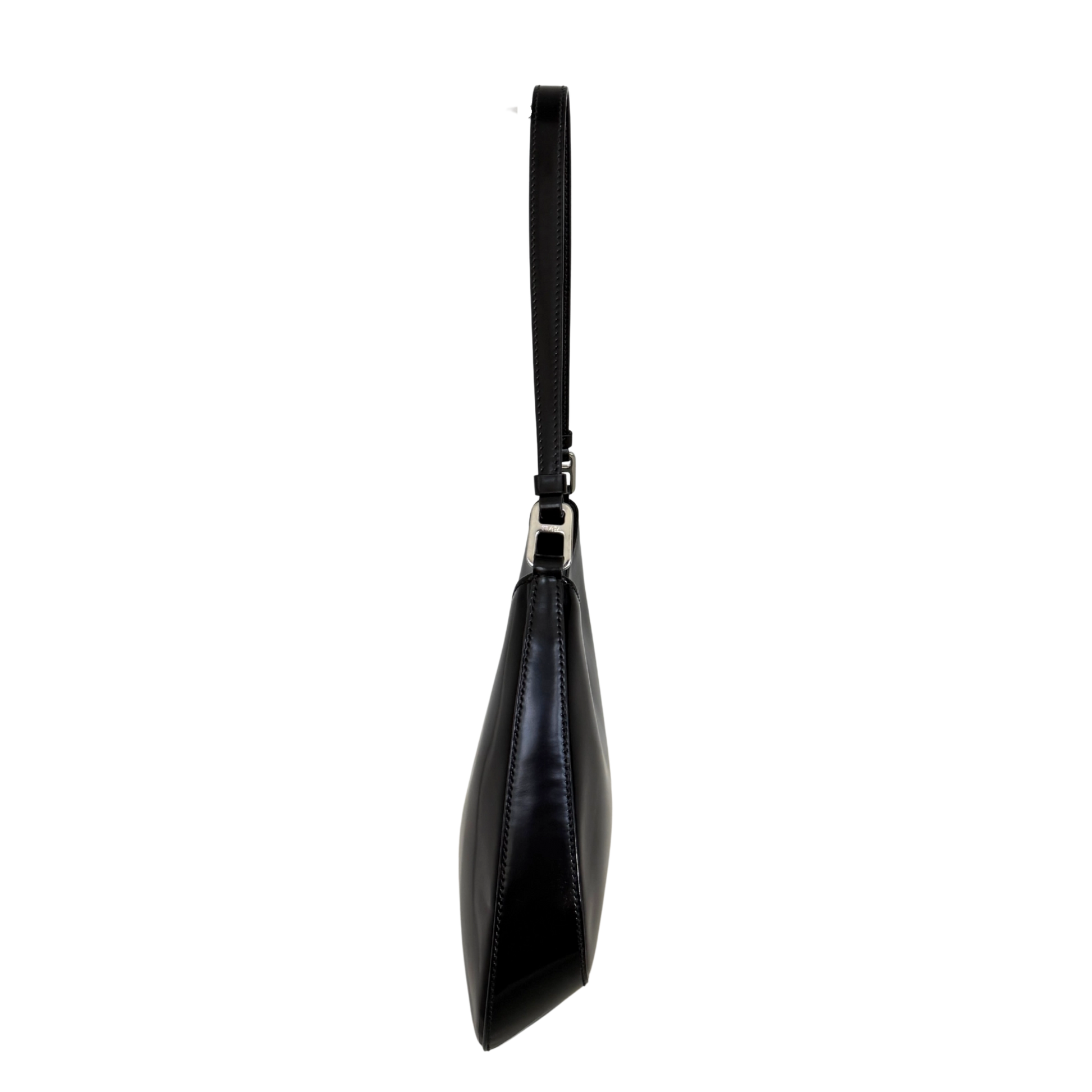 Prada Cleo Schultertasche gebürstetes Leder Schwarz / neuwertig Prada