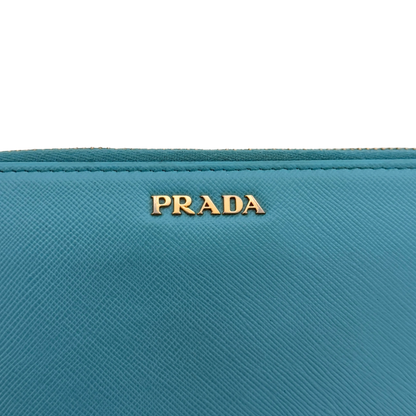 Prada Zippy Geldbörse aus Saffiano Leder Blau / gut Prada