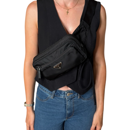 Prada Pre-Owned Kleine Tessuto Gürteltasche schwarz / sehr gut Prada