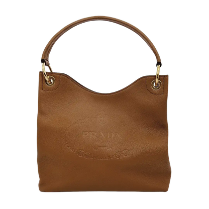 Prada Hobo Schultertasche 1BC051 Leder braun / neuwertig Prada