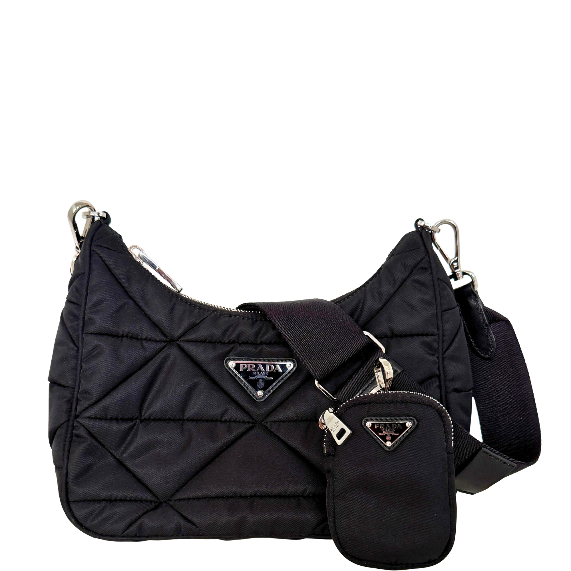 Prada Hobo Tasche Re-Nylon Padded Schultertasche schwarz 2025 / neuwertig Prada