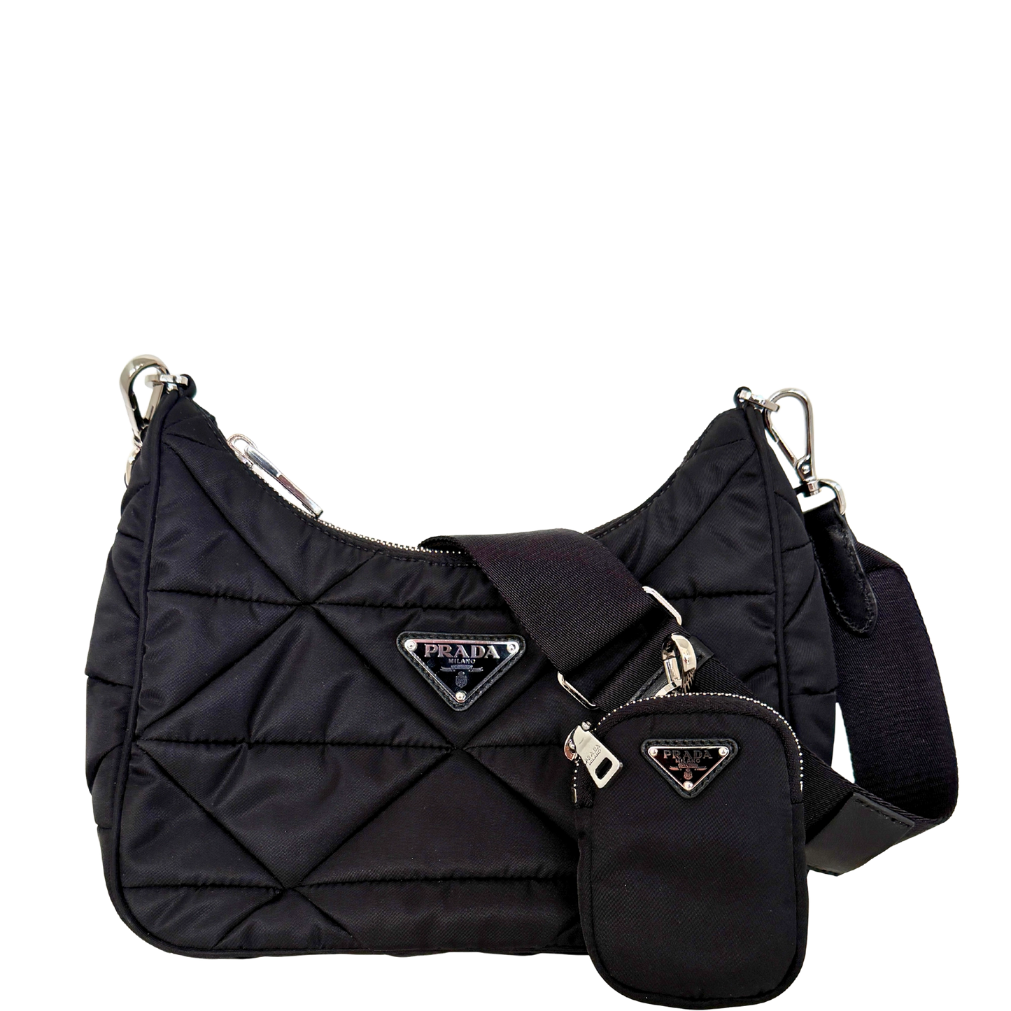 Prada Hobo Tasche Re-Nylon Padded Schultertasche schwarz 2025 / neuwertig Prada